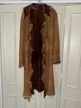 Vintage Italian Shearling Coat – KNG – Size M – Soft Leather & Fur